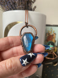 BLUE LABRADORITE COFFIN PENDANT