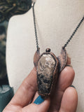 ‘Mystic Priestess’ Palm Root Agate Coffin pendant