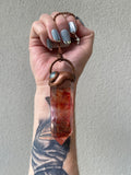 Fire (Hematoid) Quartz ‘Passionate Flame’ pendant with a jewel of Milky Aquamarine