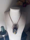 Statement Labradorite ‘Moon Moth’ pendant with a Lilac Amethyst jewel