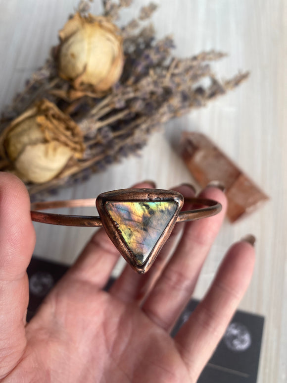 Labradorite Triangle Copper Bangle