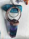 Rainbow Fluorite & Mystic Quartz ‘Cosmic Witch’ pendant