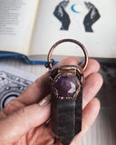 Silver Sheen Obsidian and faceted Ruby jewel SPELLCASTER pendant