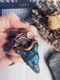 Blue Labradorite & Lapis Lazuli Wolf Talisman