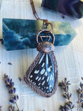 Blue Tiger Butterfly wing pendant